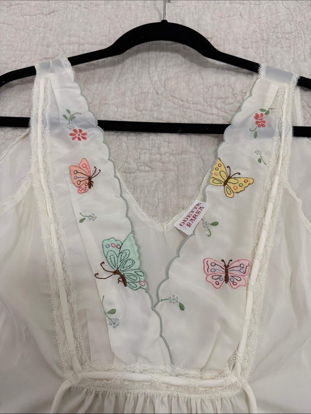 Odette Barsa Butterfly Embroidered Ivory Robe - Women Intimates like new